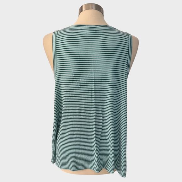 Old Navy Luxe Medium Green Stripe Sleeveless Tank Top Rayon Spandex - Picture 5 of 7